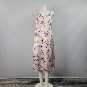 EMMA & Michele Pink Floral Satin Slip Dress Size M